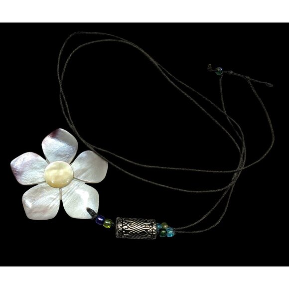 Fairycore Floral Shell Adjustable Pendant Necklace - Picture 1 of 7